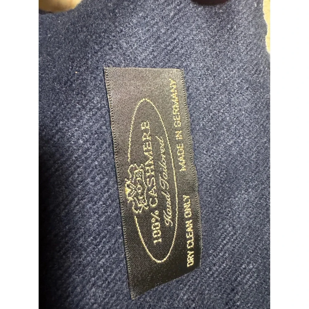 2pc 100% Cashmere Scarf Set Navy Blue & Turquoise Made in Germany Hand Tailored